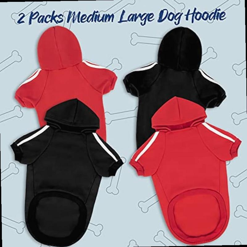 Rypet 2 Packs Basic Dog Hoodie Pet Clothes Sweater with Hat Casual Sports Hoodie Sweatshirt for Medium Large Dogs