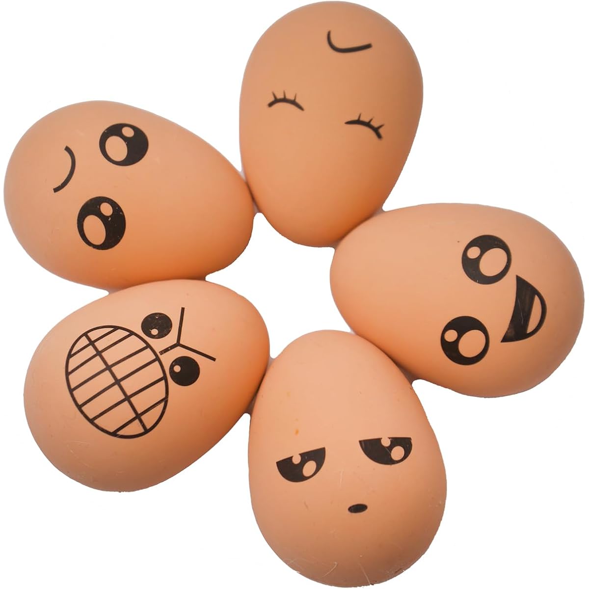 6pcs PETONA Easter Bouncy Eggs - Soft Rubber Interactive Fetch Toys with Funny Happy Face Design, Durable Chew-Resistant Dog & Cat Teething Toys for Puppies, Kittens, All Breeds & Sizes, No Batteries Needed, Pet Playtime, Playful Design, Safe Pet Material