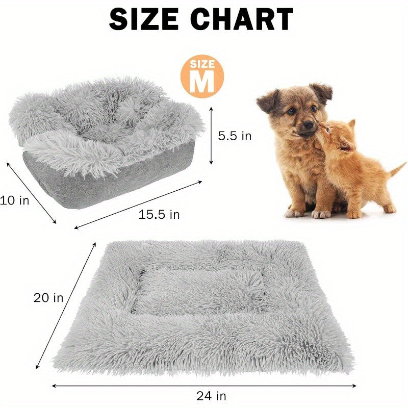 SelfWarming Cat Bed Mat for Cats Small Dogs Function 2in 1 Soft Plush Washable Pet Mat Autumn Winter Indoor Snooze Sleeping for Kittens Puppy Dog