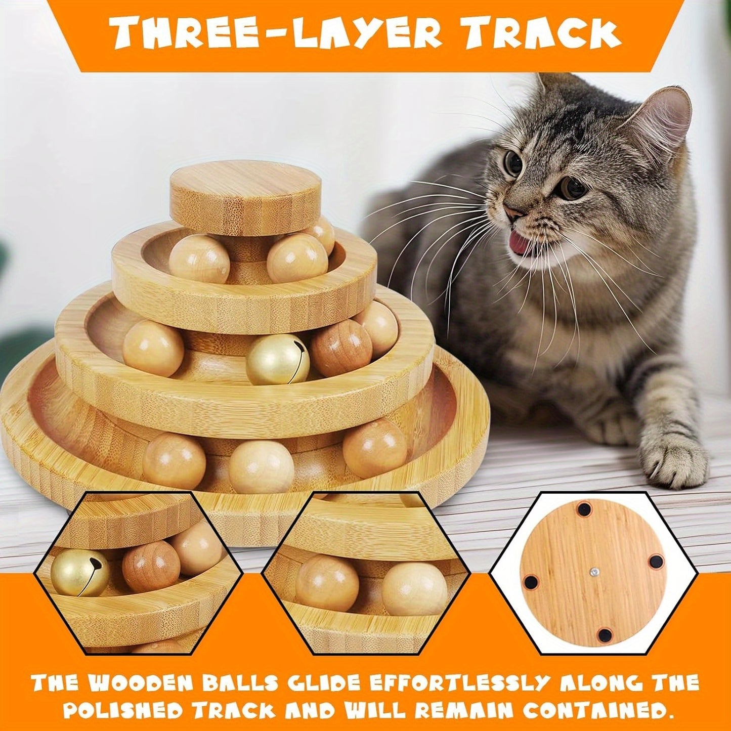 A Small Cat And Dog Carousel Track Toy, Bell Toy, 3 Layers Of Cat Ball Tower (with 9 Detachable Balls), Interactive Roller Toy, Circle Track DIY Fun Kitten And Puppy Sports Toy, with Self-fun And Decompression Relaxation Function,, Holiday Gifts