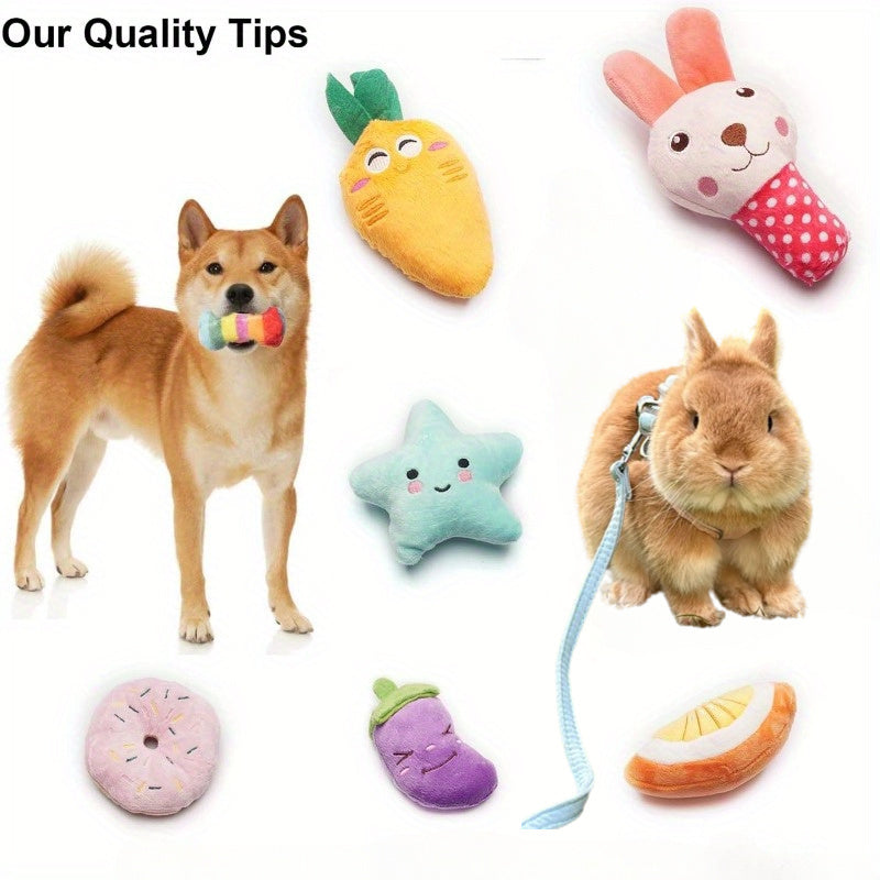 9pcs Upgraded Pet Plush Toy Set Interactive Toys Highly Interactive Easy To Clean Strong Bite Resistance Teeth Cleaning Toys Chinchilla Toys Cute Multi-color Designs Suitable for Dogs Cats Hamsters and Other Pets