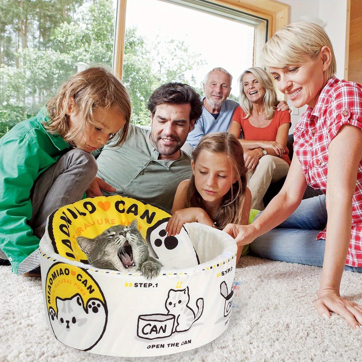 Ramen Noodle Dog & Cat Bed - Super Soft Polyester Pet Nest with Removable Washable Cushion, Cute Cartoon Design for Indoor Cats & Small Medium Large Dogs, Keep Warm & Comfortable, Cozy Pet Furniture, Playful Design, Highquality Material