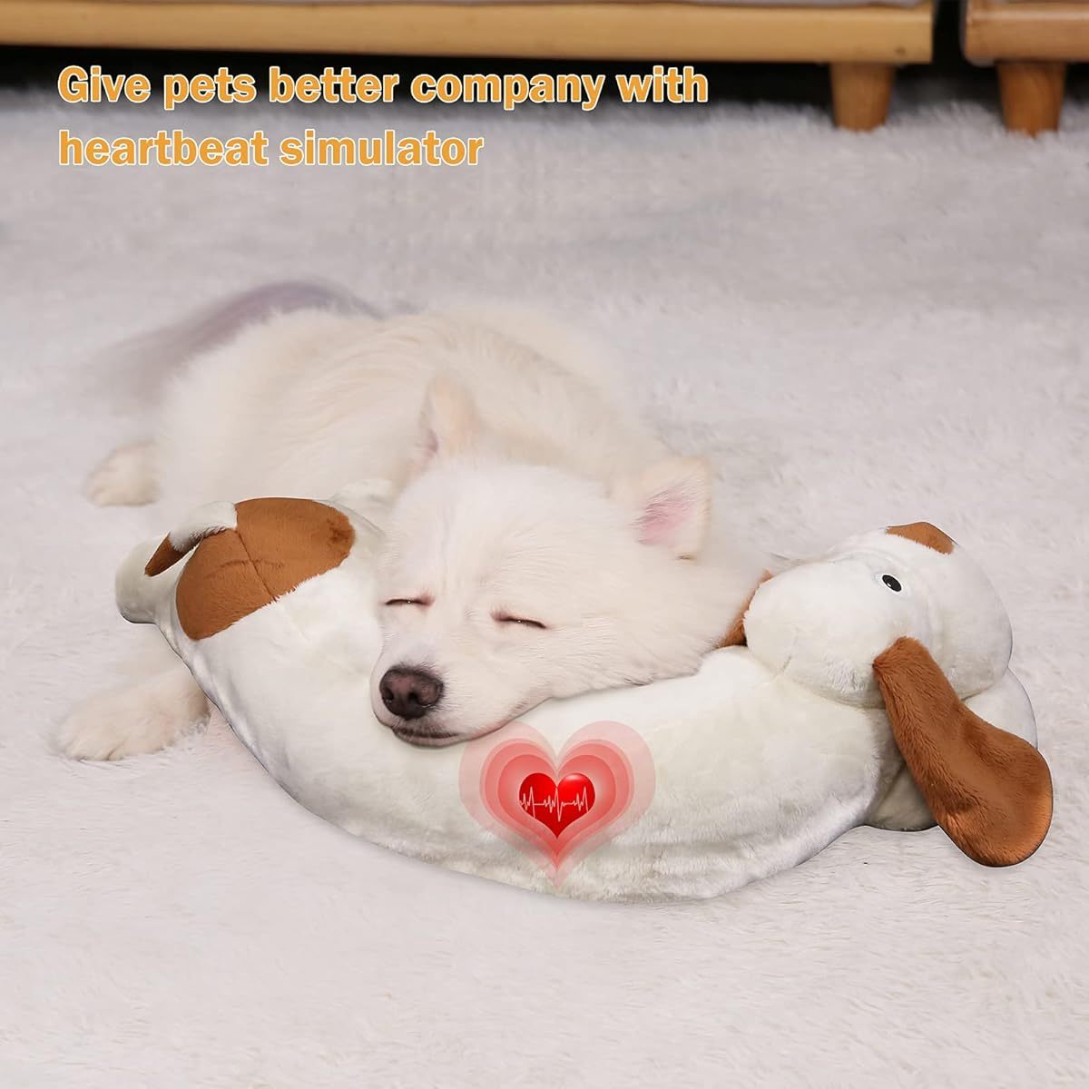 WEOK Heartbeat Dog Toy - Plush Stuffed Animal with Realistic Heartbeat & Heat\u002FTouch Sensing, Anxiety Relief Calming Aid for Puppies, Sleep Aid for Dogs & Cats, All Breeds & Sizes