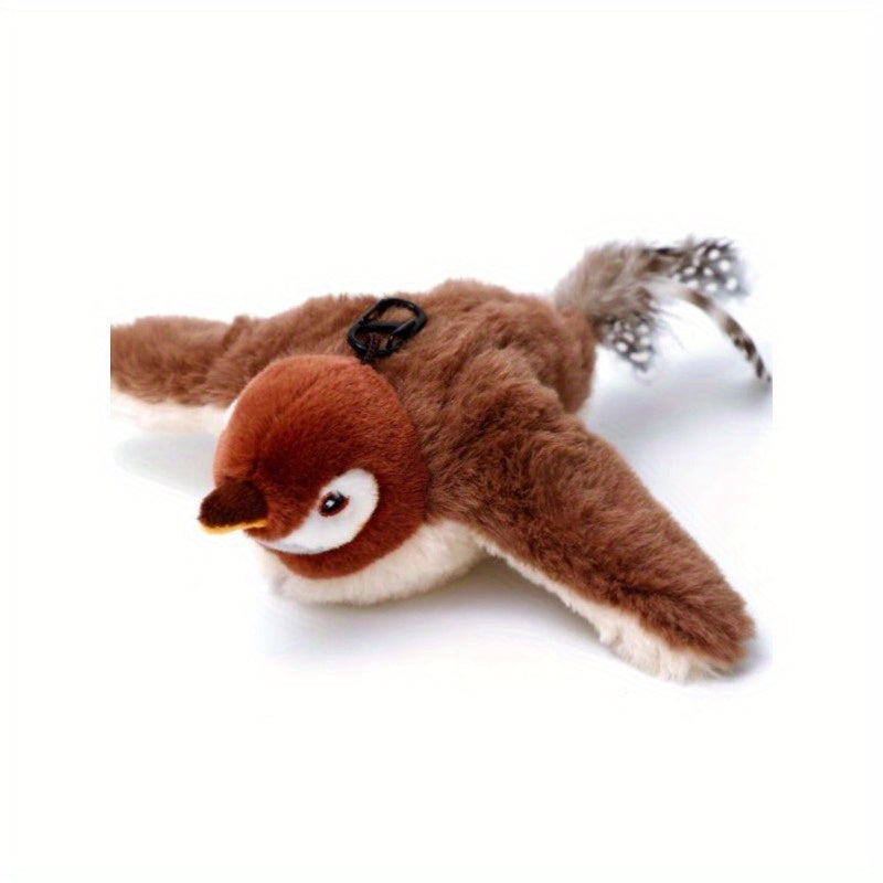 USB Charging Simulation Sparrow Cat Toy, Cat Self Entertainment Tool, Cat Dog Interactive Toy, Simulated Wing Flapping, Simulated Bird Calls, Suitable for Pet Households
