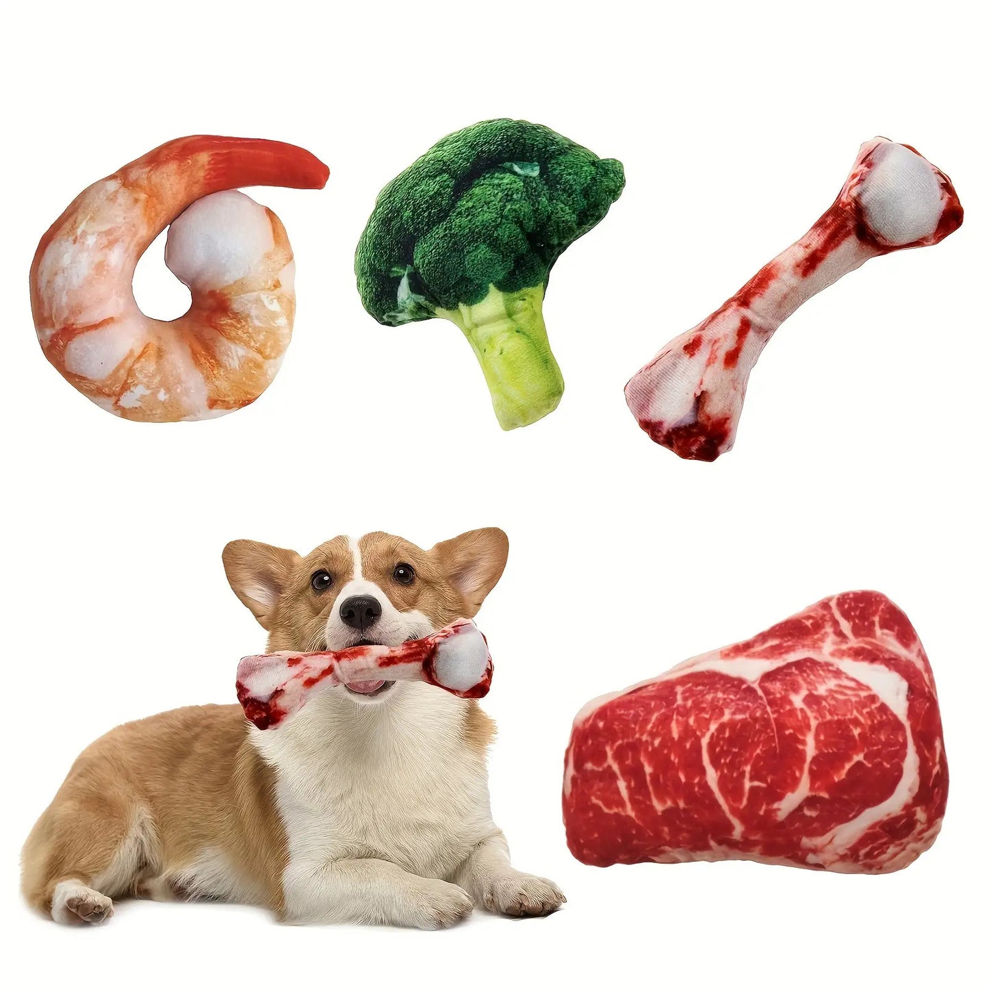 Realistic Tear-Resistant Plush Pet Toy with Squeaker - Interactive Dog & Cat Chew Toy, No Batteries Needed, Safe Chewable Bone-like Design for Teeth Cleaning & Mental Stimulation - Ideal for Puppies, Kittens, All Breeds - Durable Chew Proof Toy for Solo P