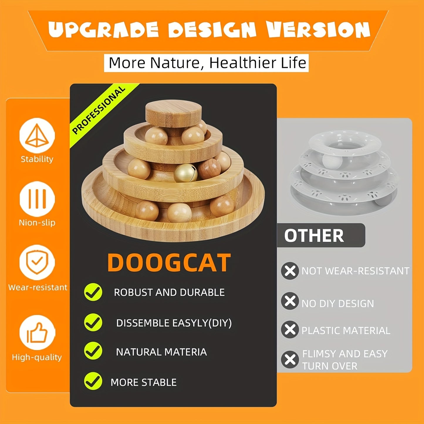 A Small Cat And Dog Carousel Track Toy, Bell Toy, 3 Layers Of Cat Ball Tower (with 9 Detachable Balls), Interactive Roller Toy, Circle Track DIY Fun Kitten And Puppy Sports Toy, with Self-fun And Decompression Relaxation Function,, Holiday Gifts