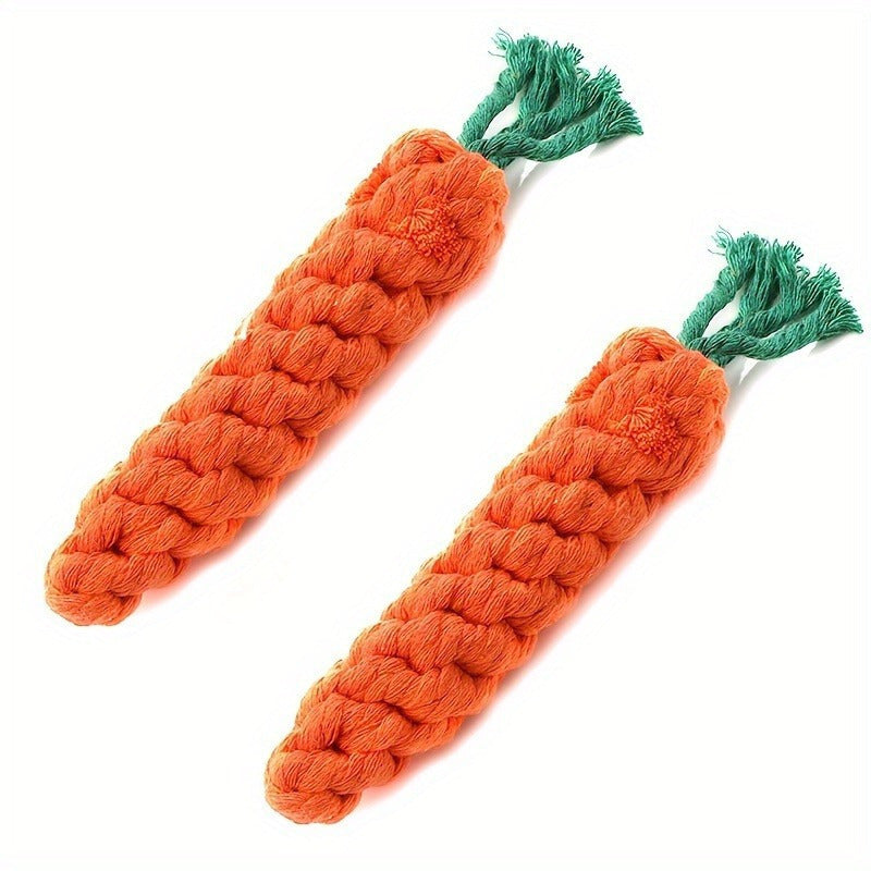Durable Rope Carrot-Shaped Chew Toy For Dogs & Cats - Indoor Play, Dental Health Promotion, Without Battery