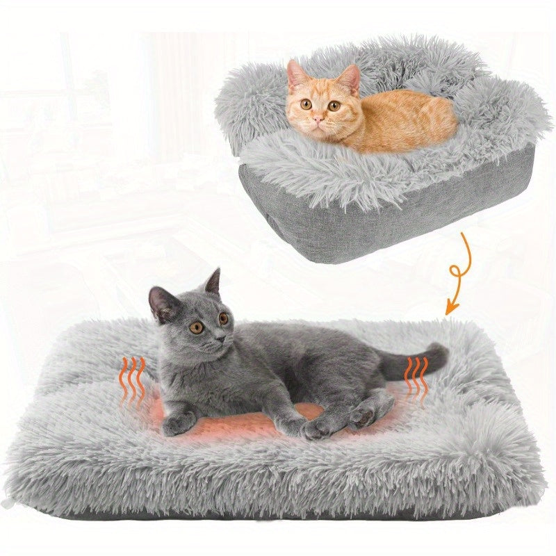 SelfWarming Cat Bed Mat for Cats Small Dogs Function 2in 1 Soft Plush Washable Pet Mat Autumn Winter Indoor Snooze Sleeping for Kittens Puppy Dog