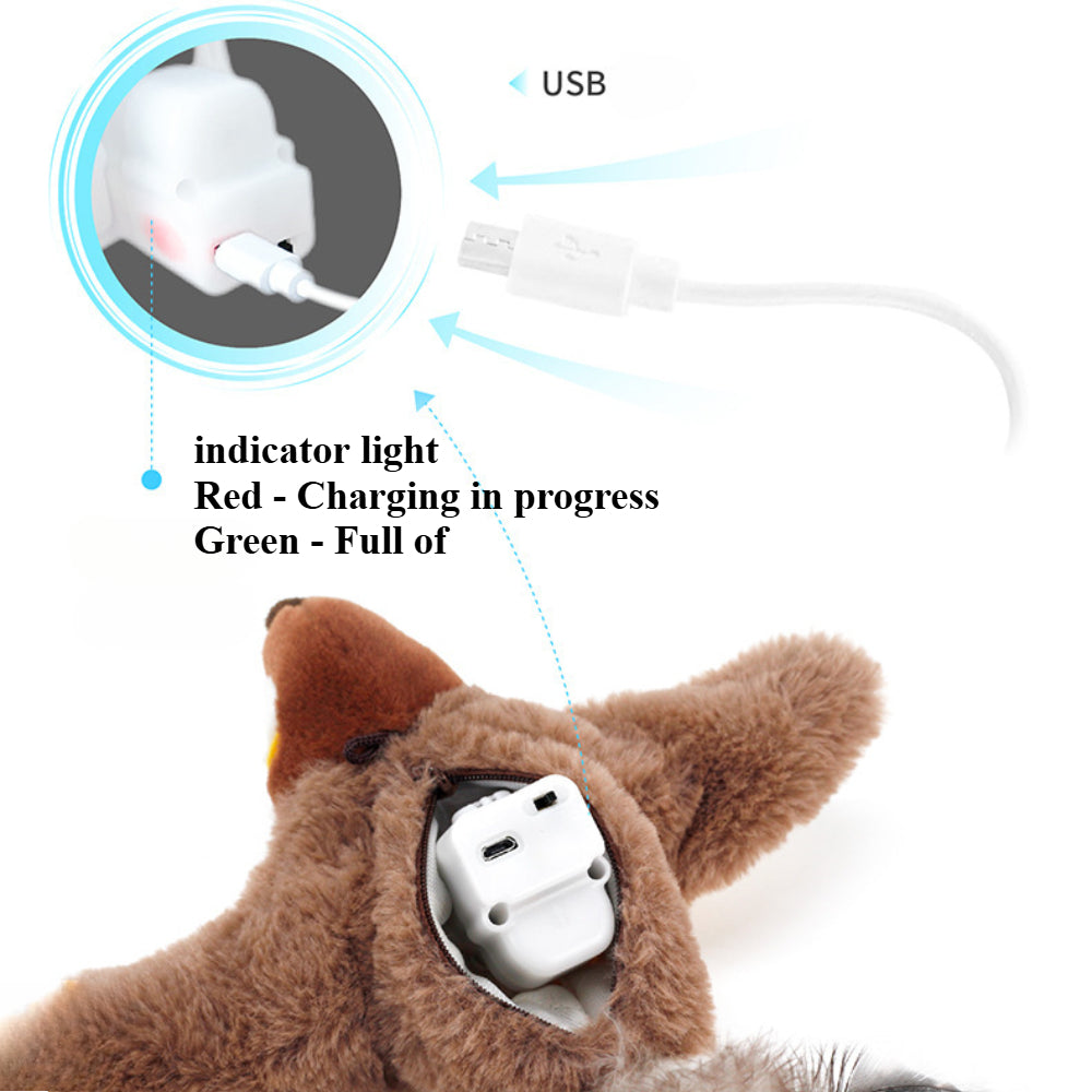 USB Charging Simulation Sparrow Cat Toy, Cat Self Entertainment Tool, Cat Dog Interactive Toy, Simulated Wing Flapping, Simulated Bird Calls, Suitable for Pet Households