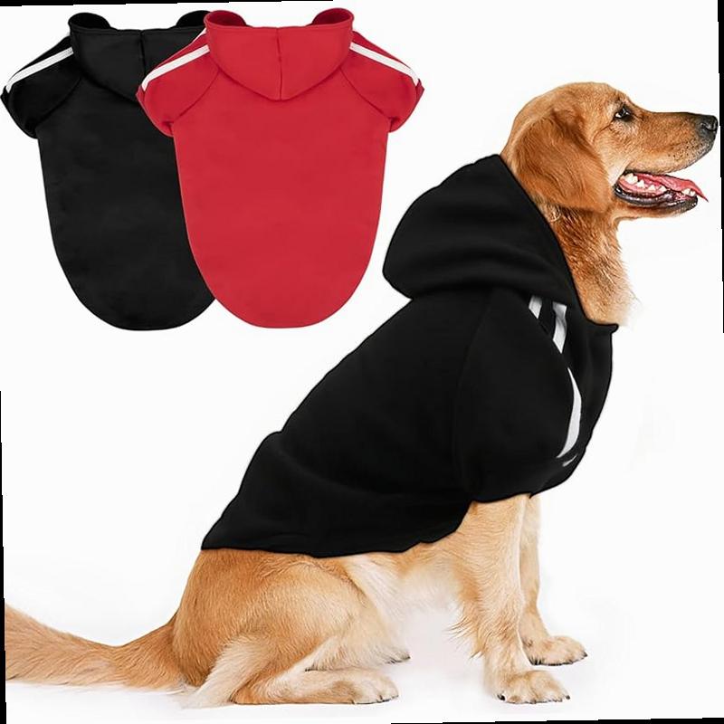 Rypet 2 Packs Basic Dog Hoodie Pet Clothes Sweater with Hat Casual Sports Hoodie Sweatshirt for Medium Large Dogs