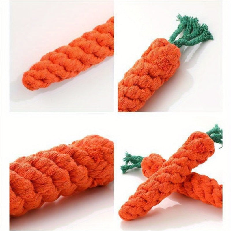 Durable Rope Carrot-Shaped Chew Toy For Dogs & Cats - Indoor Play, Dental Health Promotion, Without Battery