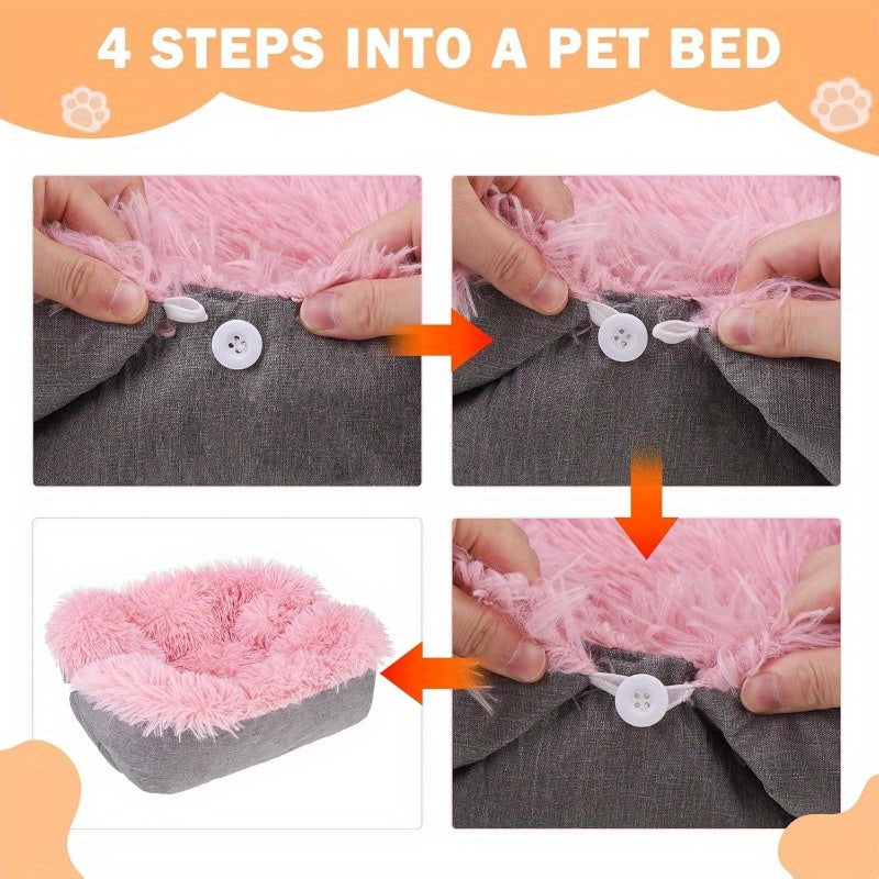 SelfWarming Cat Bed Mat for Cats Small Dogs Function 2in 1 Soft Plush Washable Pet Mat Autumn Winter Indoor Snooze Sleeping for Kittens Puppy Dog