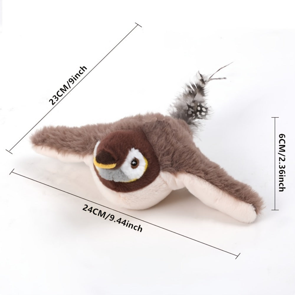 USB Charging Simulation Sparrow Cat Toy, Cat Self Entertainment Tool, Cat Dog Interactive Toy, Simulated Wing Flapping, Simulated Bird Calls, Suitable for Pet Households