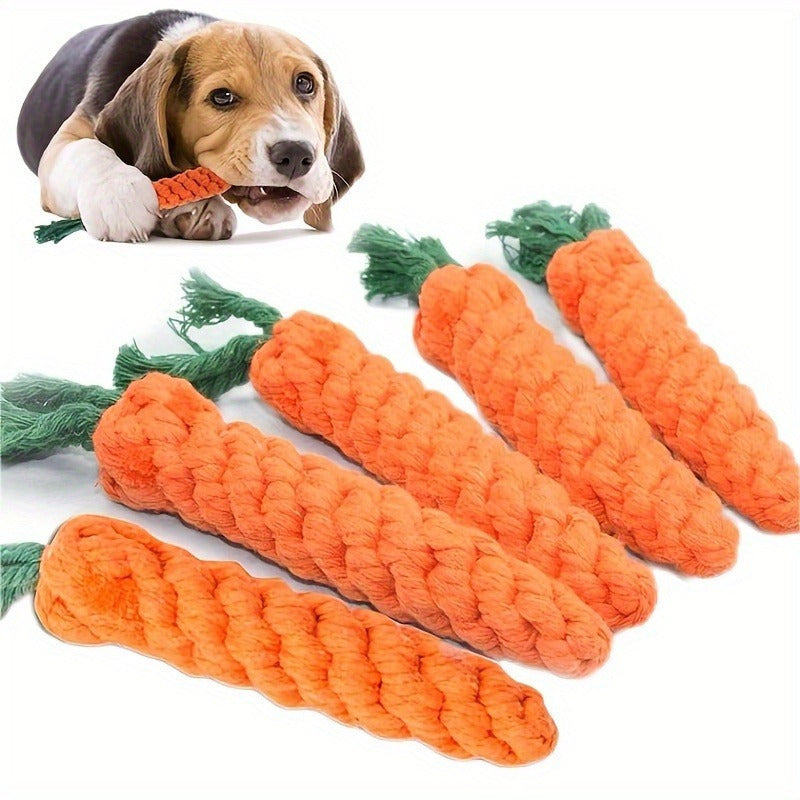 Durable Rope Carrot-Shaped Chew Toy For Dogs & Cats - Indoor Play, Dental Health Promotion, Without Battery