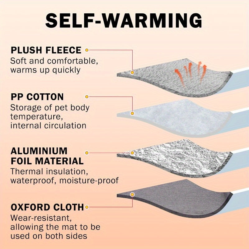 SelfWarming Cat Bed Mat for Cats Small Dogs Function 2in 1 Soft Plush Washable Pet Mat Autumn Winter Indoor Snooze Sleeping for Kittens Puppy Dog