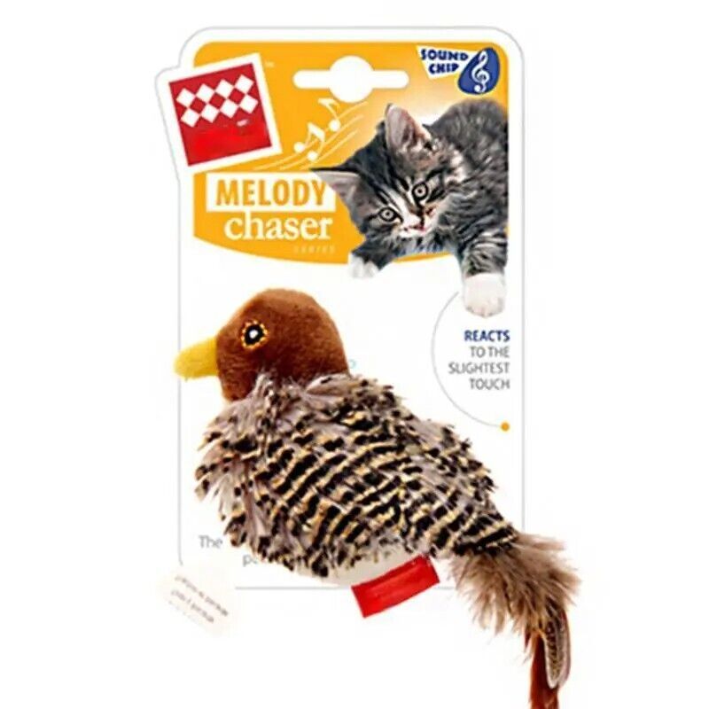 Interactive Squeaky Bird Cat Toy - Realistic Chirping, Safe Fleece & Electronics, Perfect for Cats and Dogs Playtime