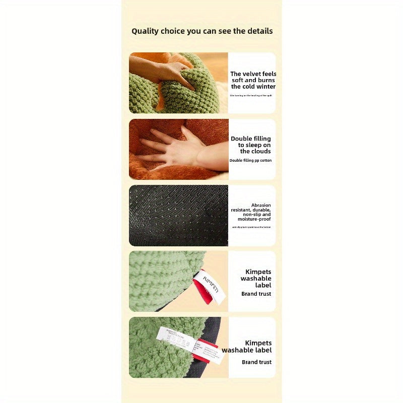 Cactus Petal Pet Bed - Winter Warm Soft Cat Bed & Dog Mat with Petal-Shaped Edge, Green Cushioned Center, Easy-Clean Polyester Pad for Indoor Cats - Cozy Cold Weather Bedding, Stylish Pet Nest, Plush Cushioning, Home Pets