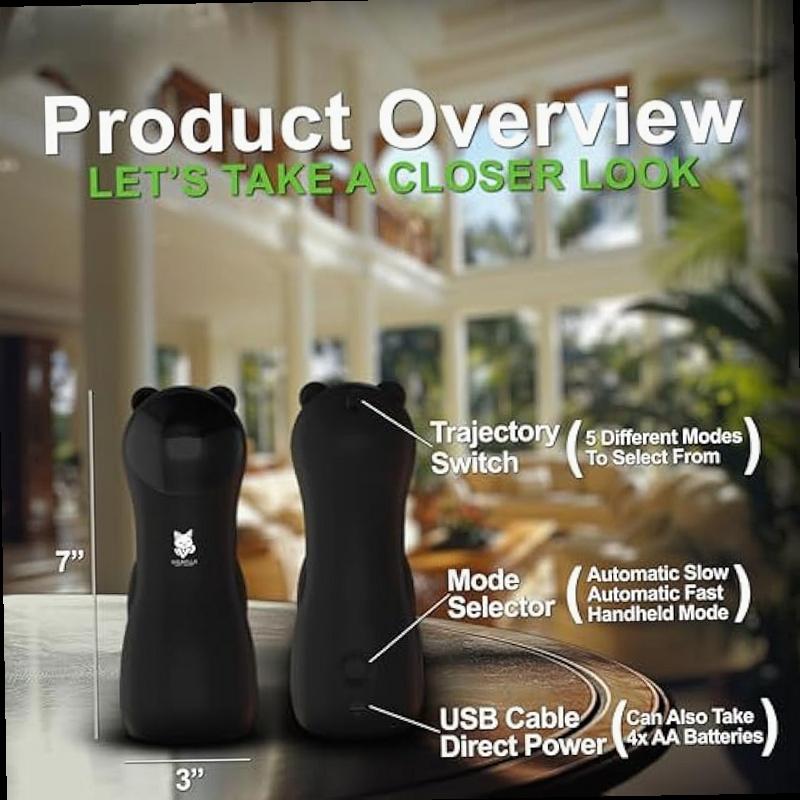 Automatic Cat Laser Toy Interactive Laser Cat Dog Toys Indoor Cat Toys Rare 2025 Black Model Multiple Trajectories High Low Speed for Cats Dogs Kittens USA Retailer
