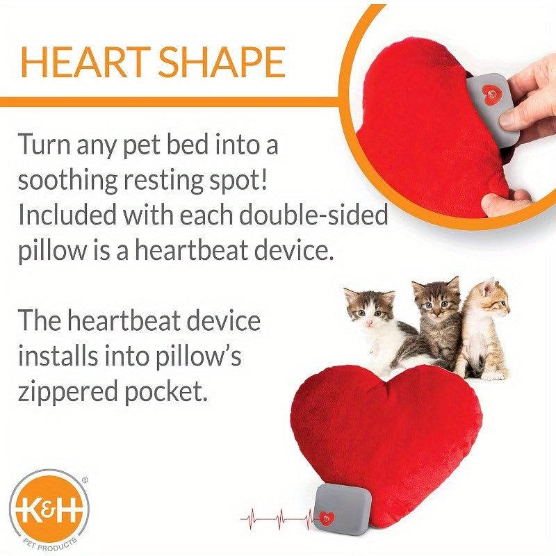 6 Inch Red Heartbeat Plush Kitten Calming Toy - Soft Glass Heart Pillow for Dogs & Cats, Relaxing Pet Companion with Realistic Heartbeat, All Breeds & Sizes, Cozy Home Decor, Cat Plush Toy, Playful Design, Durable Stitching