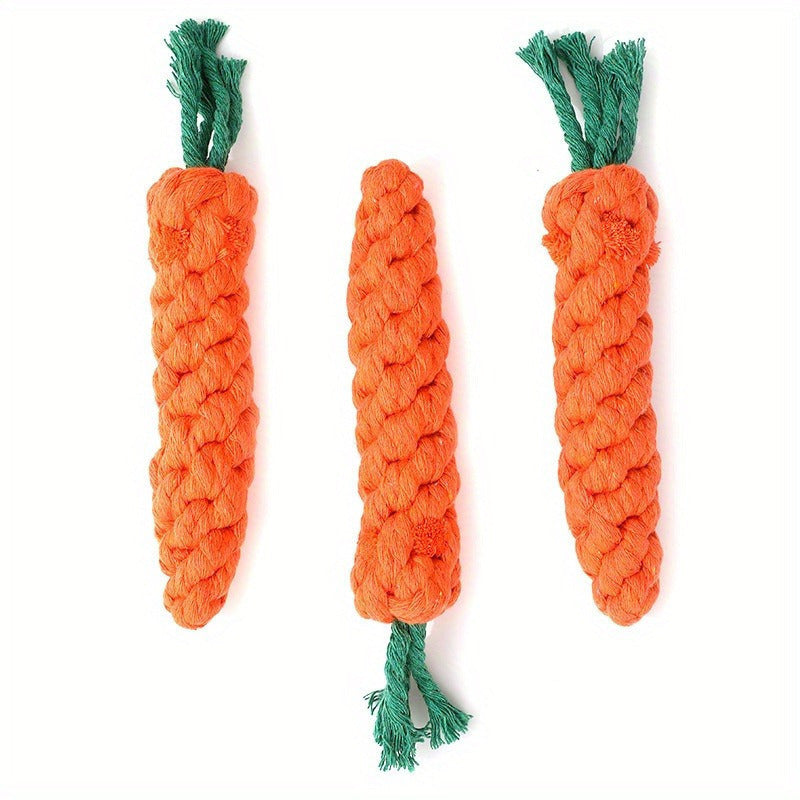Durable Rope Carrot-Shaped Chew Toy For Dogs & Cats - Indoor Play, Dental Health Promotion, Without Battery