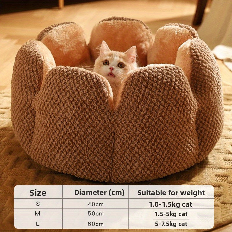 Cactus Petal Pet Bed - Winter Warm Soft Cat Bed & Dog Mat with Petal-Shaped Edge, Green Cushioned Center, Easy-Clean Polyester Pad for Indoor Cats - Cozy Cold Weather Bedding, Stylish Pet Nest, Plush Cushioning, Home Pets