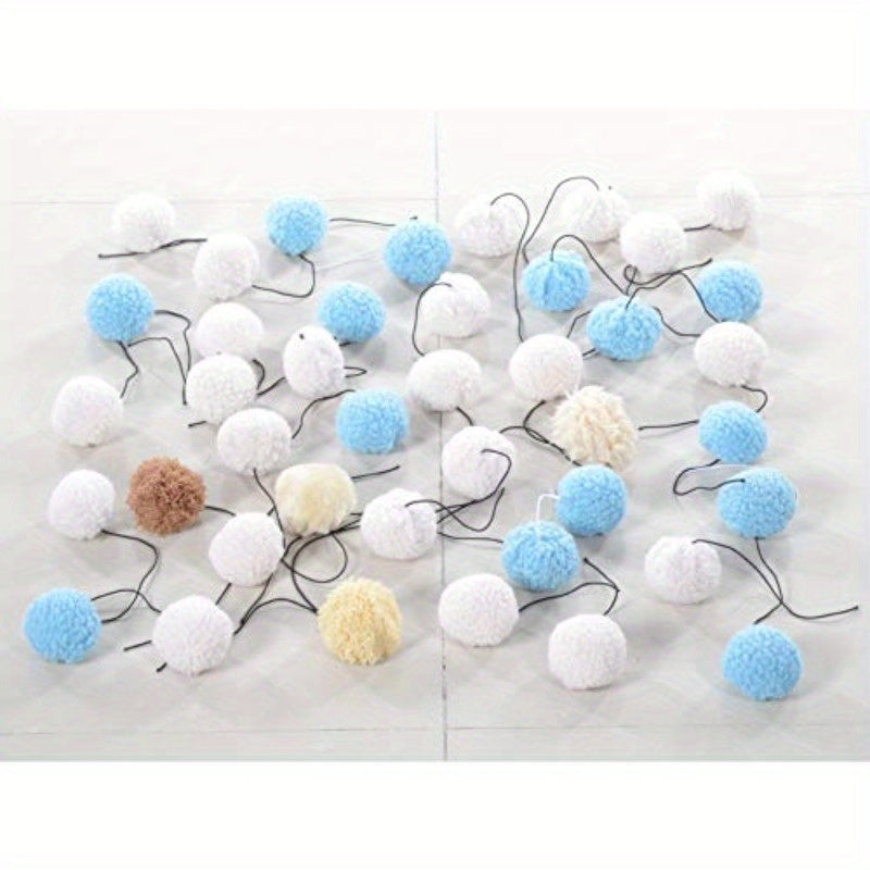 40pcs Aeromark TOY7 Interactive Plush Pet - Soft Hanging & Rolling Balls, Multi-Color (White\u002FBlue\u002FBrown\u002FBlack), Safe Non-Toxic cat, dog, small animal - Ideal for Kittens, Puppies, Hamsters, gerbils - Indoor\u002FOutdoor Play & Climbing - Pe