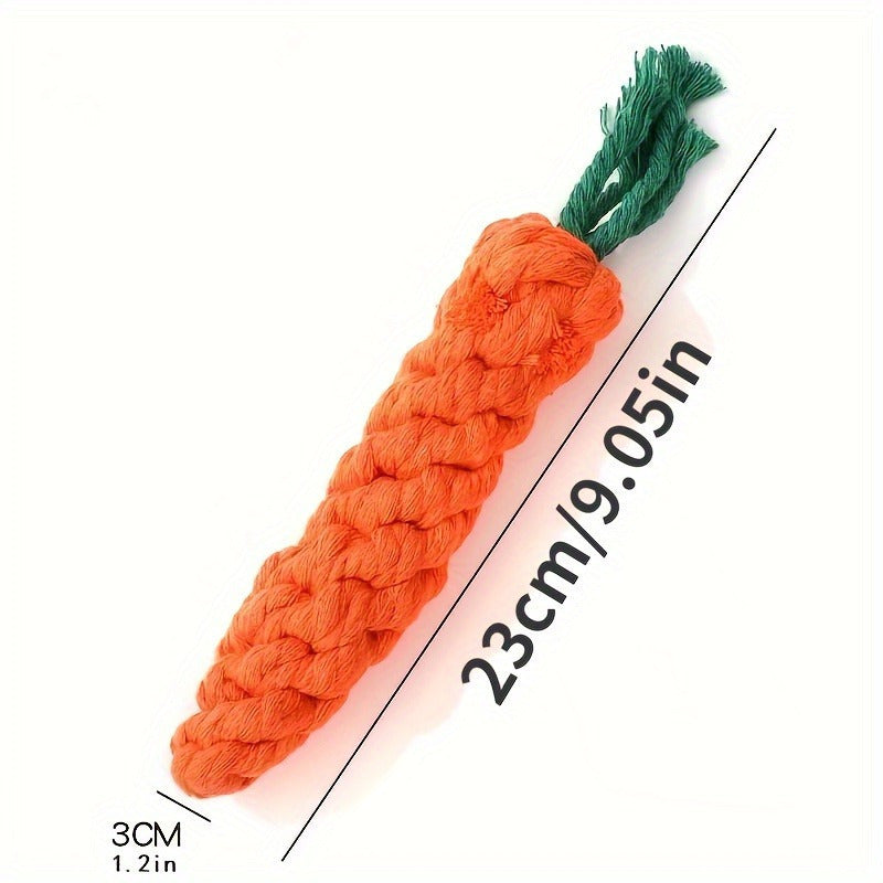 Durable Rope Carrot-Shaped Chew Toy For Dogs & Cats - Indoor Play, Dental Health Promotion, Without Battery
