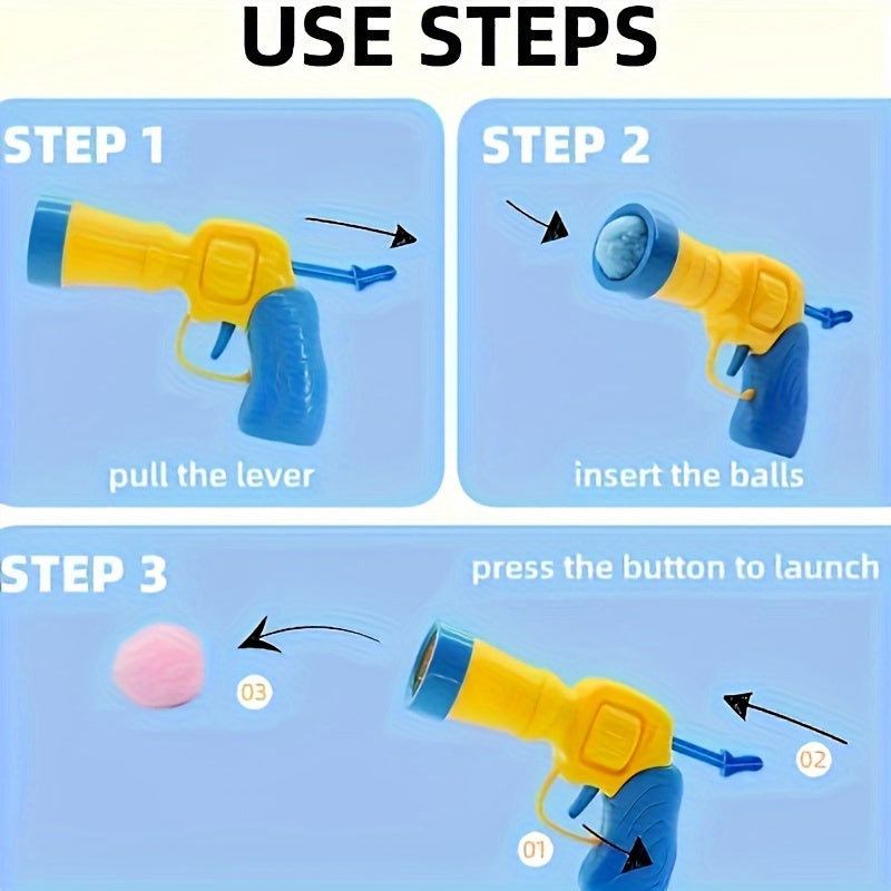 Interactive Pet Toy - Manual Launcher Ball, Non-Toxic Plush Soft Ball for Cats & Dogs, No Batteries Needed, Safe for Indoor\u002FOutdoor Play - Training, Tug-of-War, Solo Entertainment - Ideal for Kittens & Puppies - Compatible with All Breeds & Sizes, No