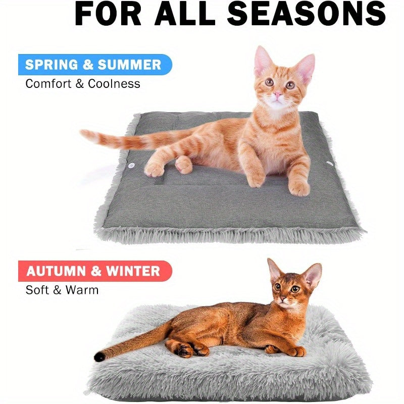 SelfWarming Cat Bed Mat for Cats Small Dogs Function 2in 1 Soft Plush Washable Pet Mat Autumn Winter Indoor Snooze Sleeping for Kittens Puppy Dog