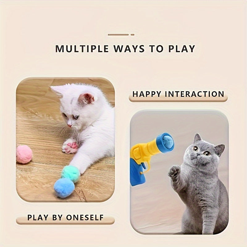 Interactive Pet Toy - Manual Launcher Ball, Non-Toxic Plush Soft Ball for Cats & Dogs, No Batteries Needed, Safe for Indoor\u002FOutdoor Play - Training, Tug-of-War, Solo Entertainment - Ideal for Kittens & Puppies - Compatible with All Breeds & Sizes, No