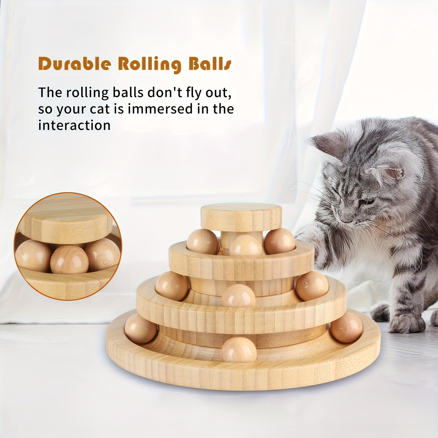 A Small Cat And Dog Carousel Track Toy, Bell Toy, 3 Layers Of Cat Ball Tower (with 9 Detachable Balls), Interactive Roller Toy, Circle Track DIY Fun Kitten And Puppy Sports Toy, with Self-fun And Decompression Relaxation Function,, Holiday Gifts
