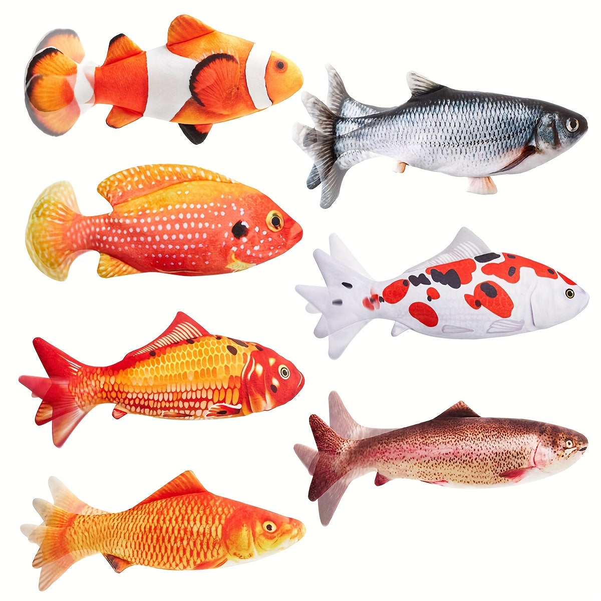 7pcs Floppy Fish Cat Toys, Cat Toys Flopping Fish, Moving Kitten Kicker, Floppy Wiggle Carp for Small Dogs, Soft And Durable, Interactive Kitten Kicker for Indoor for All Breeds
