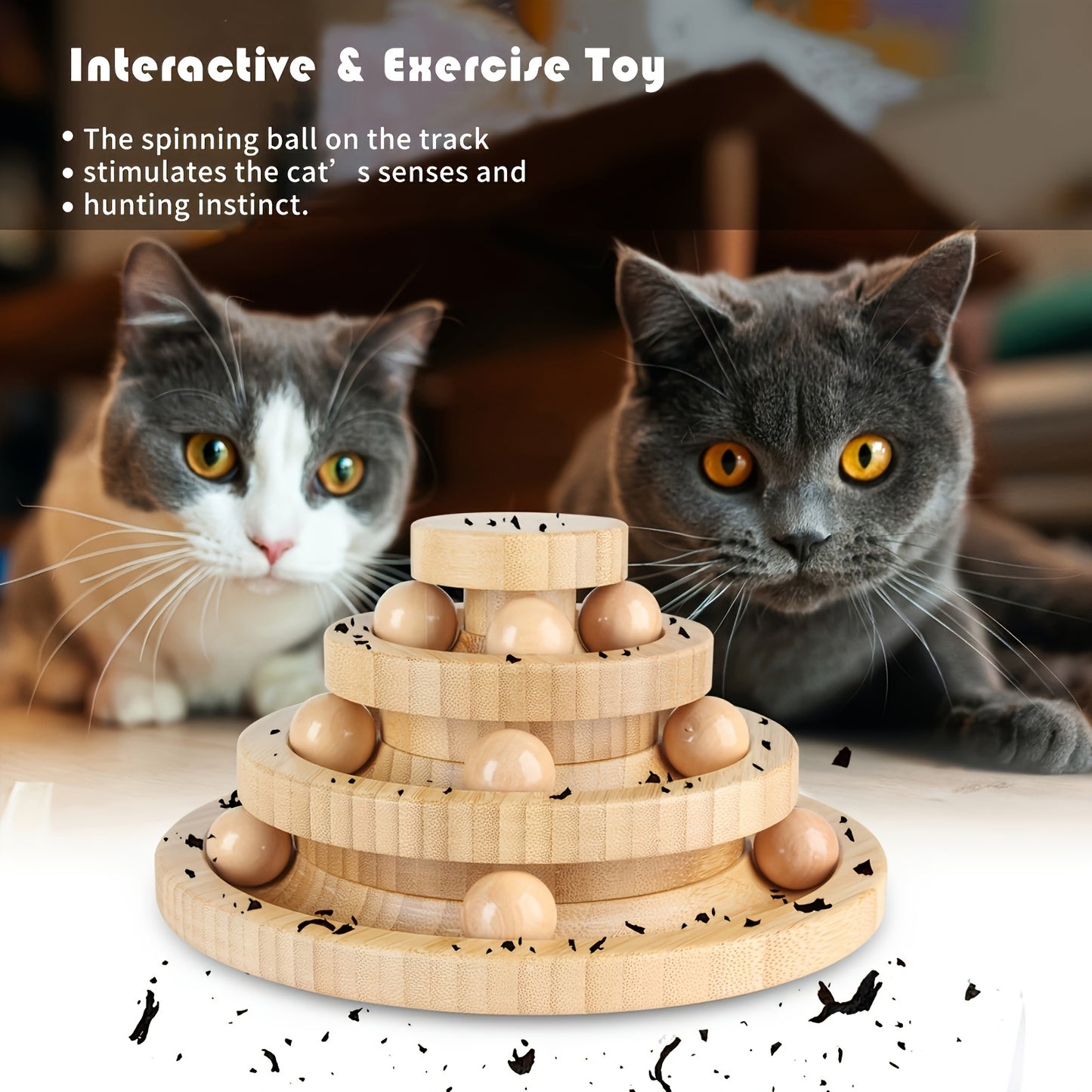 A Small Cat And Dog Carousel Track Toy, Bell Toy, 3 Layers Of Cat Ball Tower (with 9 Detachable Balls), Interactive Roller Toy, Circle Track DIY Fun Kitten And Puppy Sports Toy, with Self-fun And Decompression Relaxation Function,, Holiday Gifts