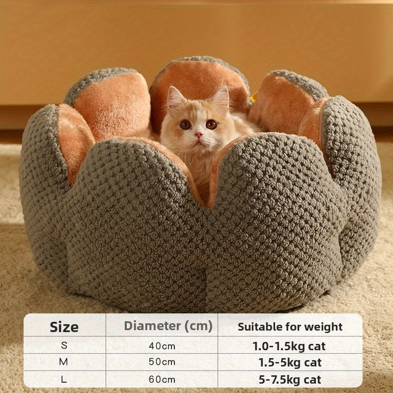 Cactus Petal Pet Bed - Winter Warm Soft Cat Bed & Dog Mat with Petal-Shaped Edge, Green Cushioned Center, Easy-Clean Polyester Pad for Indoor Cats - Cozy Cold Weather Bedding, Stylish Pet Nest, Plush Cushioning, Home Pets