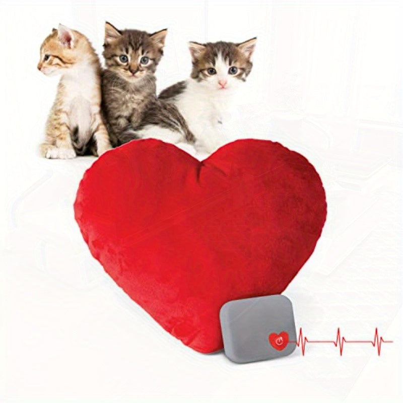 6 Inch Red Heartbeat Plush Kitten Calming Toy - Soft Glass Heart Pillow for Dogs & Cats, Relaxing Pet Companion with Realistic Heartbeat, All Breeds & Sizes, Cozy Home Decor, Cat Plush Toy, Playful Design, Durable Stitching
