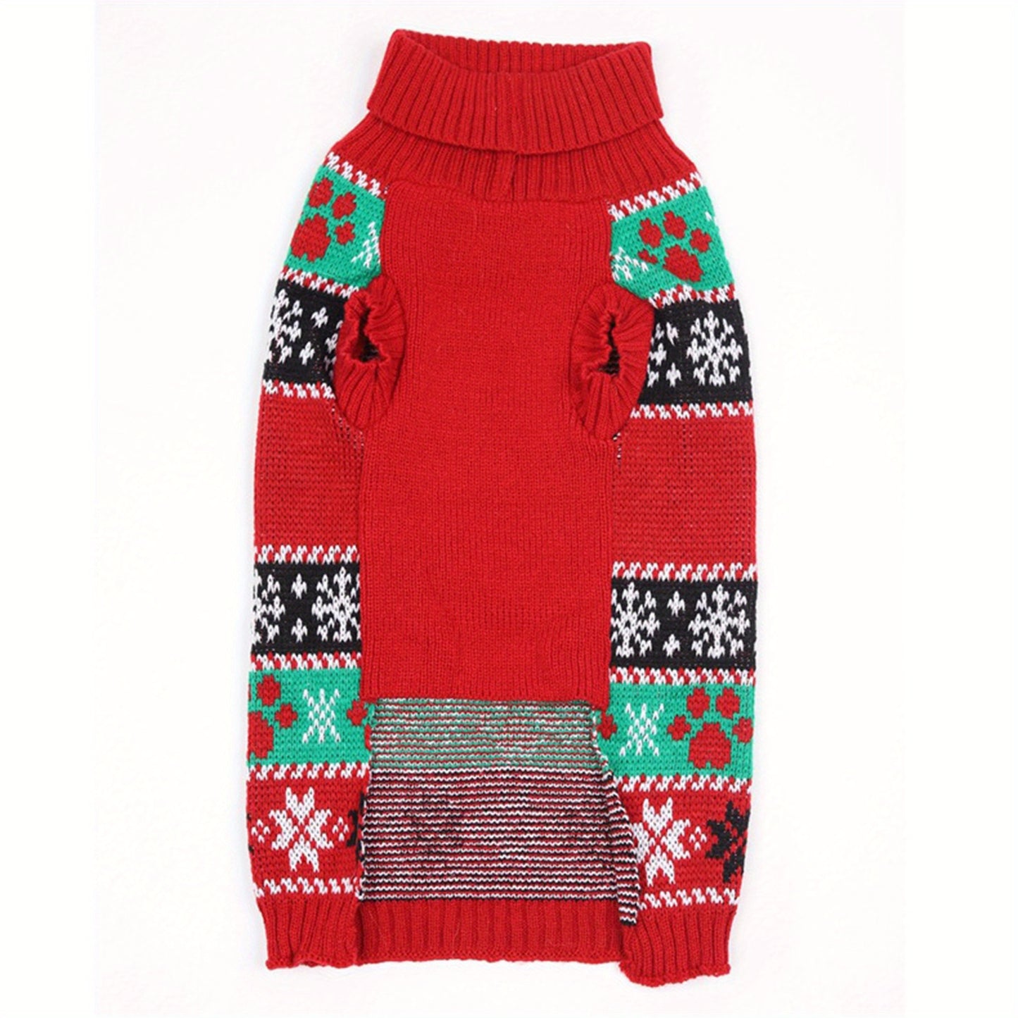 For Small to Medium Dogs and Cats, Pawsome Christmas Acrylic Pullover Sweater, Festive Red Winter Pet Apparel with Weave Design
