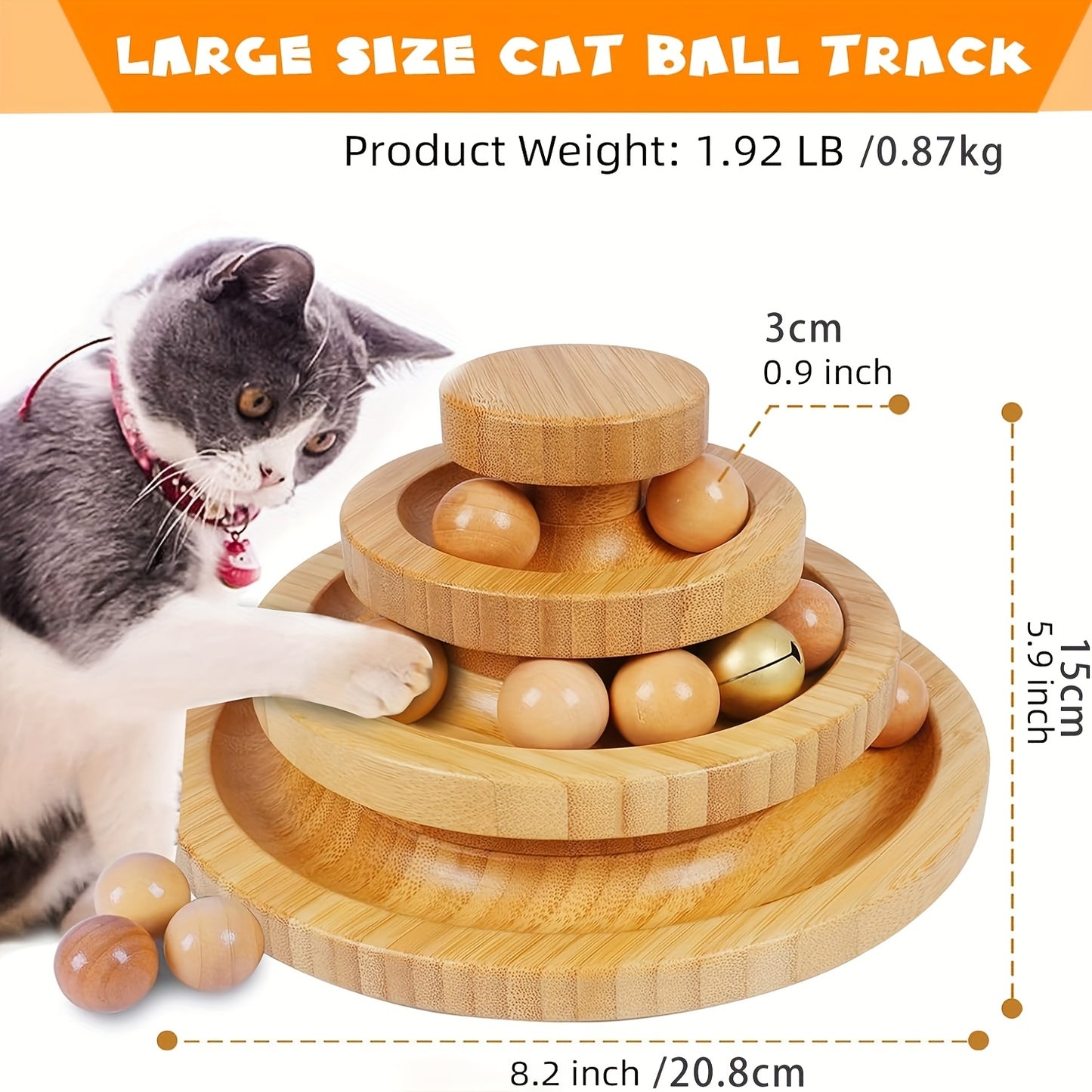 A Small Cat And Dog Carousel Track Toy, Bell Toy, 3 Layers Of Cat Ball Tower (with 9 Detachable Balls), Interactive Roller Toy, Circle Track DIY Fun Kitten And Puppy Sports Toy, with Self-fun And Decompression Relaxation Function,, Holiday Gifts