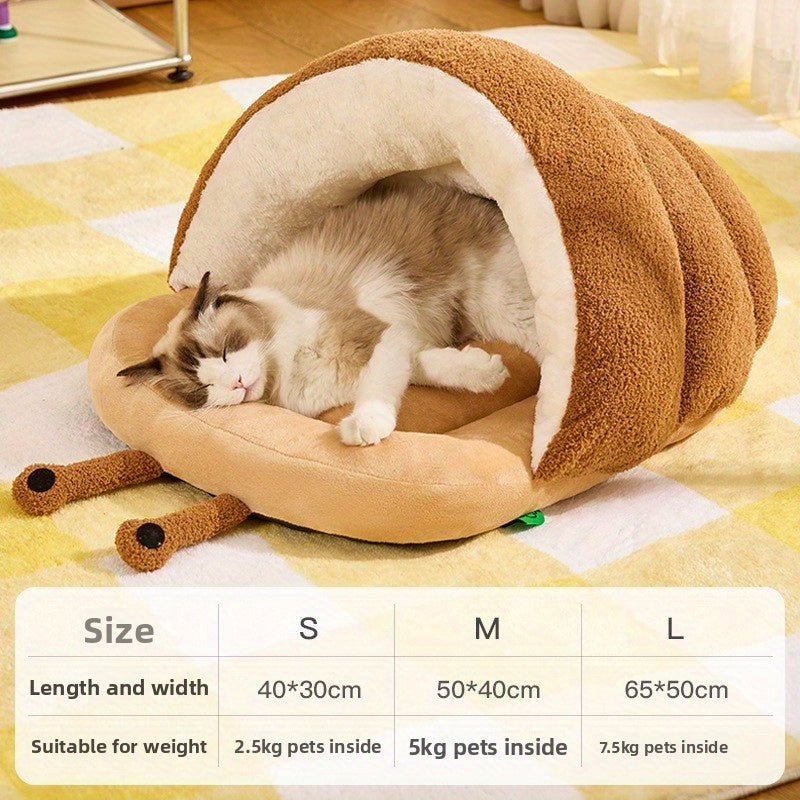 Cozy Cloud Velvet Pet Bed for Cats & Small Dogs - Semi-Enclosed Warm Slipper Nest with Plush Cushion, No Assembly Needed, Autumn Winter Home Decor