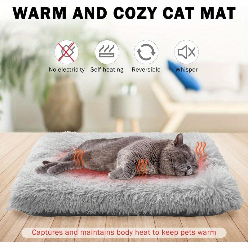 SelfWarming Cat Bed Mat for Cats Small Dogs Function 2in 1 Soft Plush Washable Pet Mat Autumn Winter Indoor Snooze Sleeping for Kittens Puppy Dog