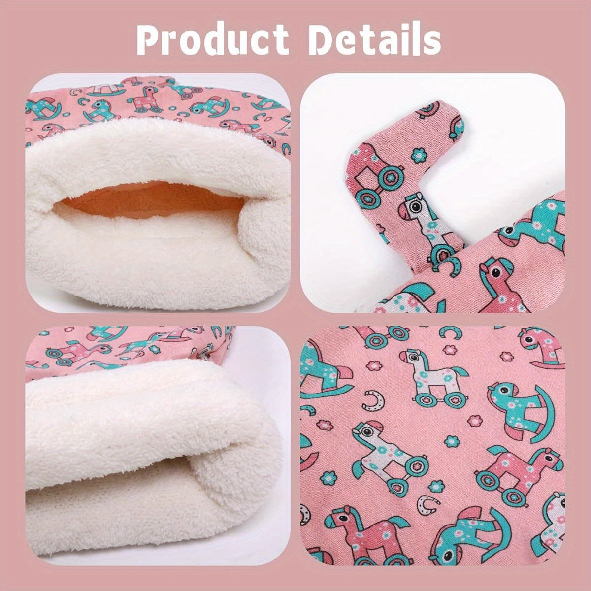 Self-Warming Cat Bed - Winter Warmth, Soft Plush Interior & Outer layer, Chew-Resistant Pet Sleeping Bag for Indoor Cats - Cozy Cave Bed, Pink for Small\u002FMedium Breeds, Small Cat Bed, Whimsical Animal Prints, Durable Polyester Fiber