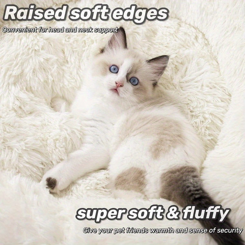 Anti Anxiety Round Fluffy Plush Faux Fur Warm Washable Dog Bed Cat Bed Original Bed for Small Medium Large Pets Used to Relieve Joints and Improve Sleep20 24 27'' 20 White