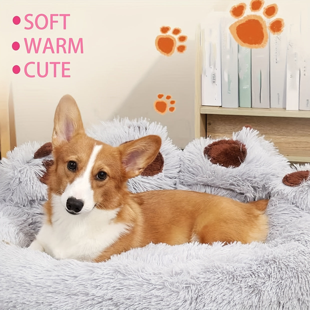 Thickened Plush Bear Paw Pet Bed for Dogs & Cats - Extra Large Dog Bed Cat Cushion Bed, Non-Slip Bottom - Soft Warm Cushion In 5 Sizes - Best Gift for Your Pets