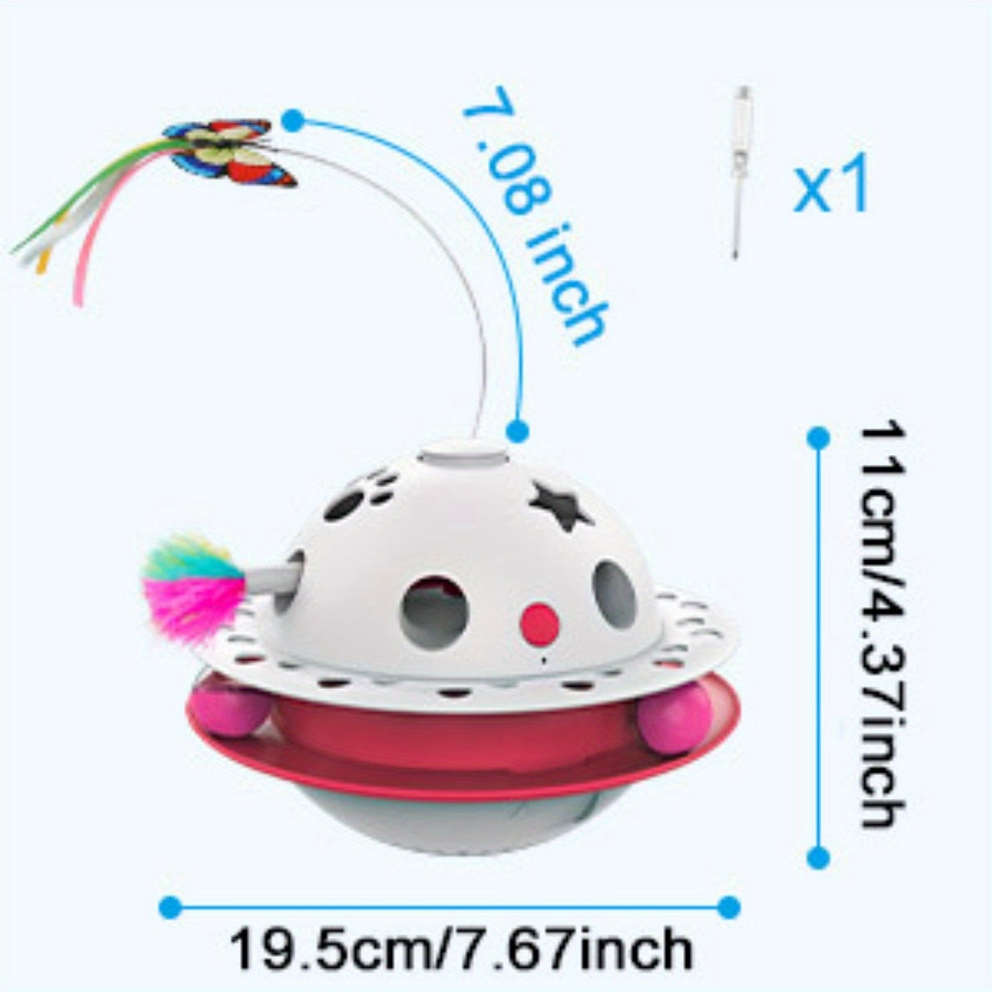 Smart Interactive Cat Toy 3-in-1 Smart Interactive Cat Toy - Random Moving Feather Balls, Shell Material, with 2 Replacing Fluttering Butterfly for Indoor Exercise