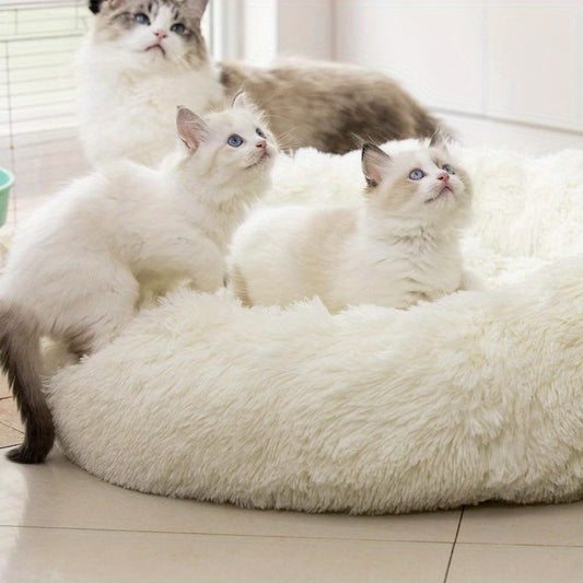 Anti Anxiety Round Fluffy Plush Faux Fur Warm Washable Dog Bed Cat Bed Original Bed for Small Medium Large Pets Used to Relieve Joints and Improve Sleep20 24 27'' 20 White