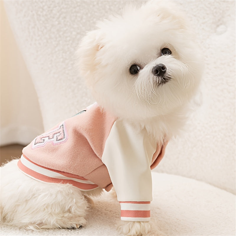 Pet Hoodies for Small to Large Dogs, Embroidered Cotton Sweatshirts, Black & Pink, Winter Holiday Warm Pet Costumes, Hand Wash Only, Button-Up Design