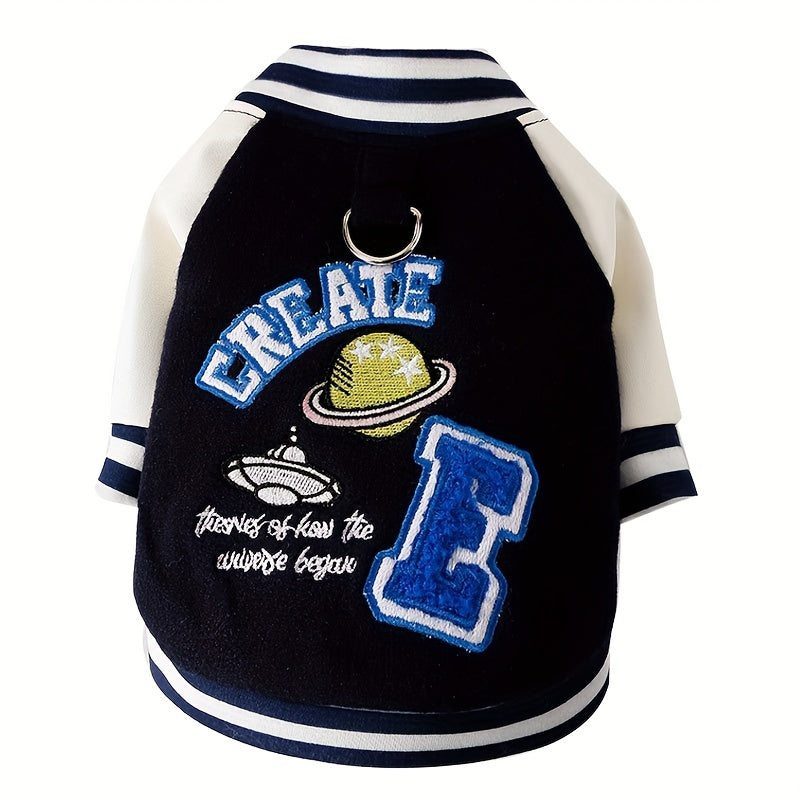 Pet Hoodies for Small to Large Dogs, Embroidered Cotton Sweatshirts, Black & Pink, Winter Holiday Warm Pet Costumes, Hand Wash Only, Button-Up Design