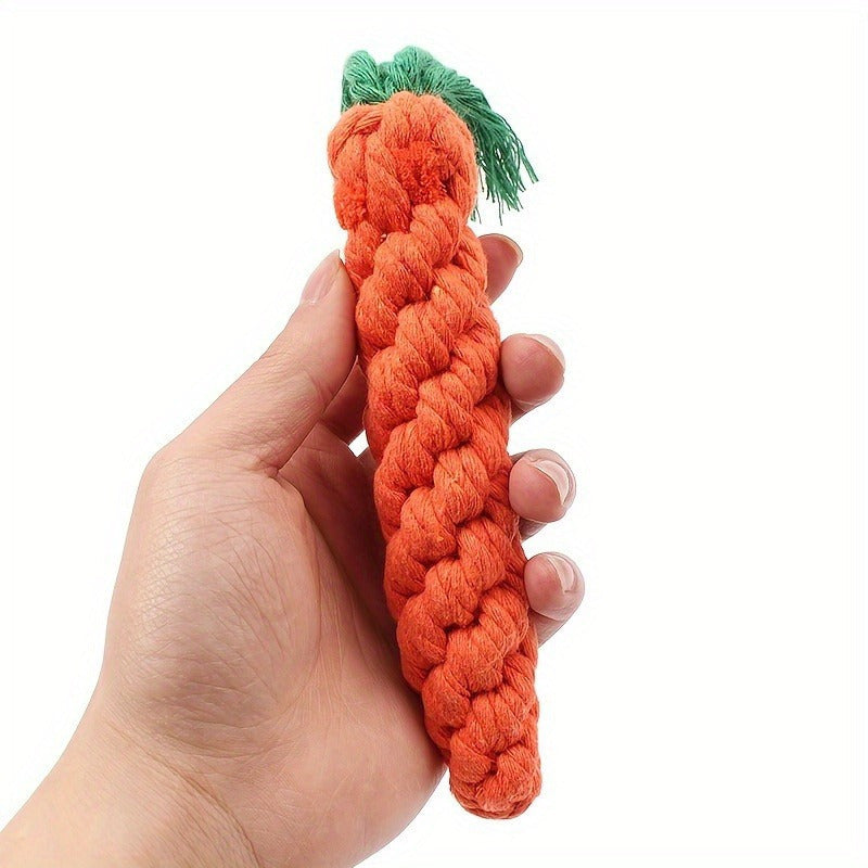 Durable Rope Carrot-Shaped Chew Toy For Dogs & Cats - Indoor Play, Dental Health Promotion, Without Battery