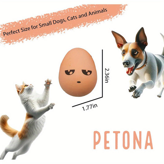 6pcs PETONA Easter Bouncy Eggs - Soft Rubber Interactive Fetch Toys with Funny Happy Face Design, Durable Chew-Resistant Dog & Cat Teething Toys for Puppies, Kittens, All Breeds & Sizes, No Batteries Needed, Pet Playtime, Playful Design, Safe Pet Material