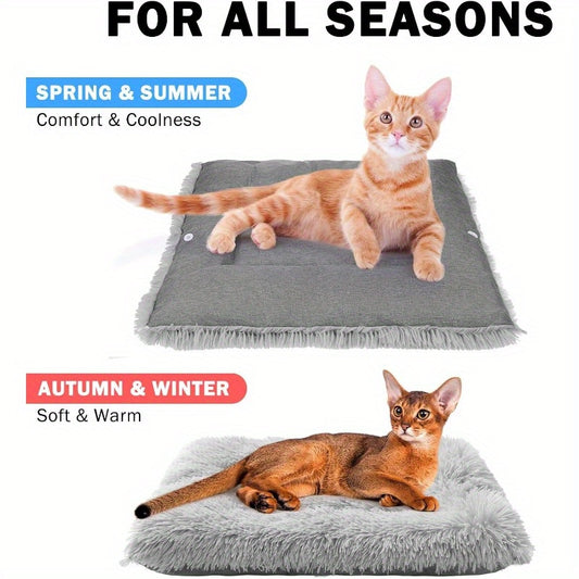 SelfWarming Cat Bed Mat for Cats Small Dogs Function 2in 1 Soft Plush Washable Pet Mat Autumn Winter Indoor Snooze Sleeping for Kittens Puppy Dog