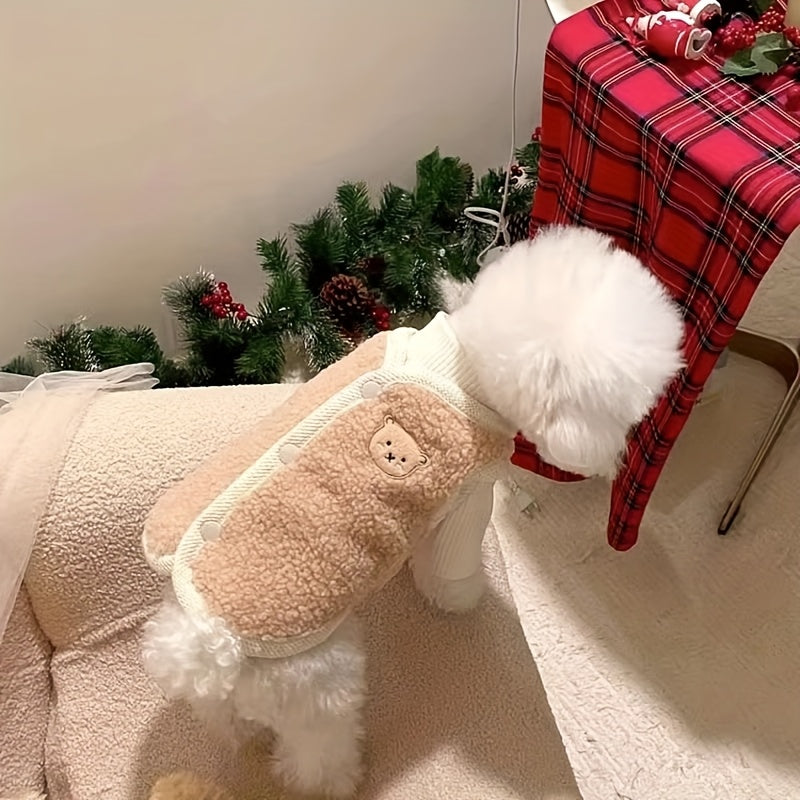 Two-piece Set Vest + Vest Autumn and Winter Dog Clothes Bear Vest Vest Underwear Cat Pet Clothes